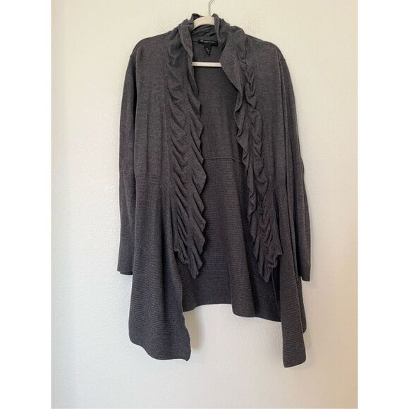 INC Ruffle Cardigan in Grey - Picture 1 of 5